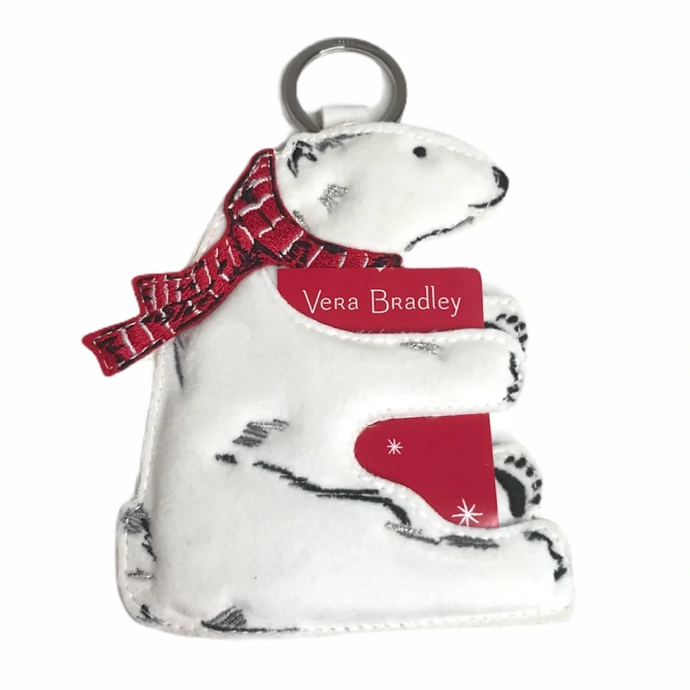 Vera Bradley Gift Card Bag Charm Beary Merry White